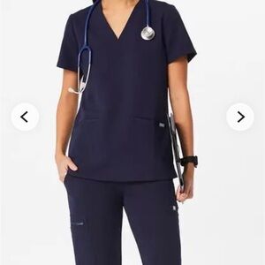 Women's Figs Navy V-Neck Scrub Top
